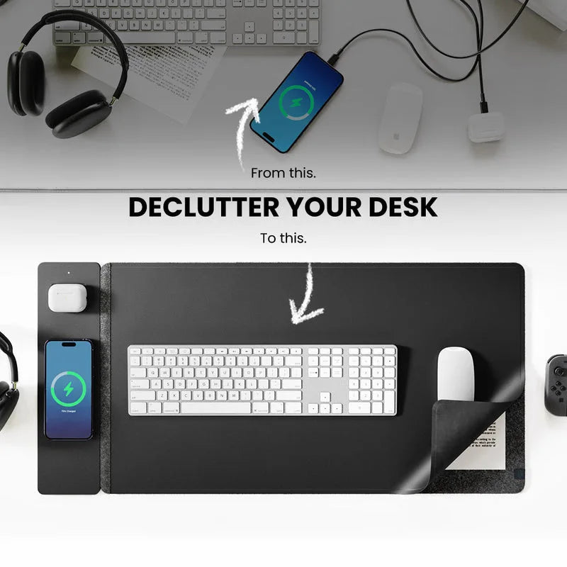 Office and Home Wireless Charging Keyboard Pad15WFast Charging Magnetic 2-in-1 Wireless Charging Mouse Pad for Mobile Phones