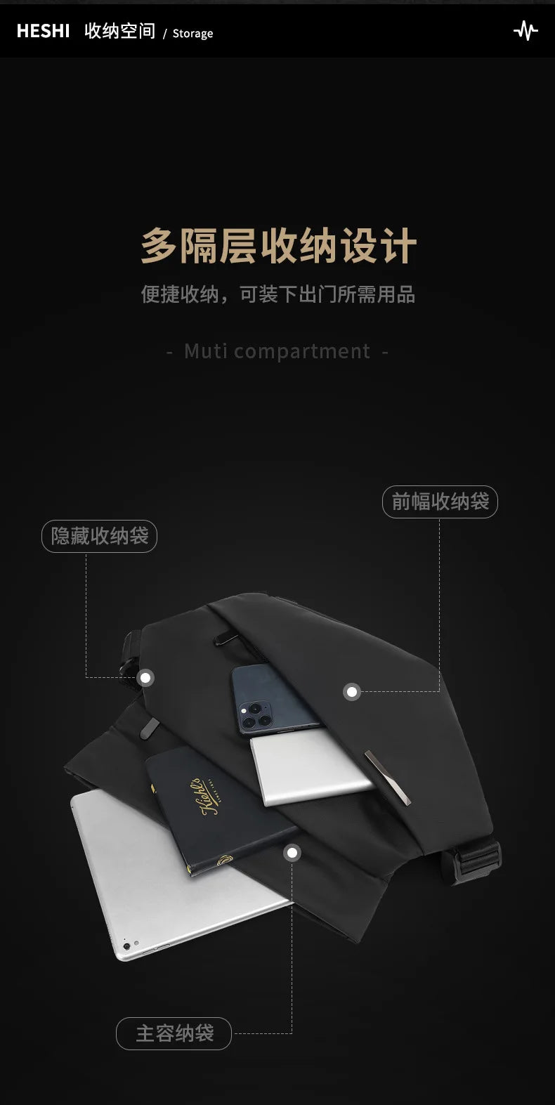 X001 Crossbody Bag Men's Bag  Work Clothes Motorcycle Backpack Functional Postman Riding Single Shoulder Bag Small Men's Bag