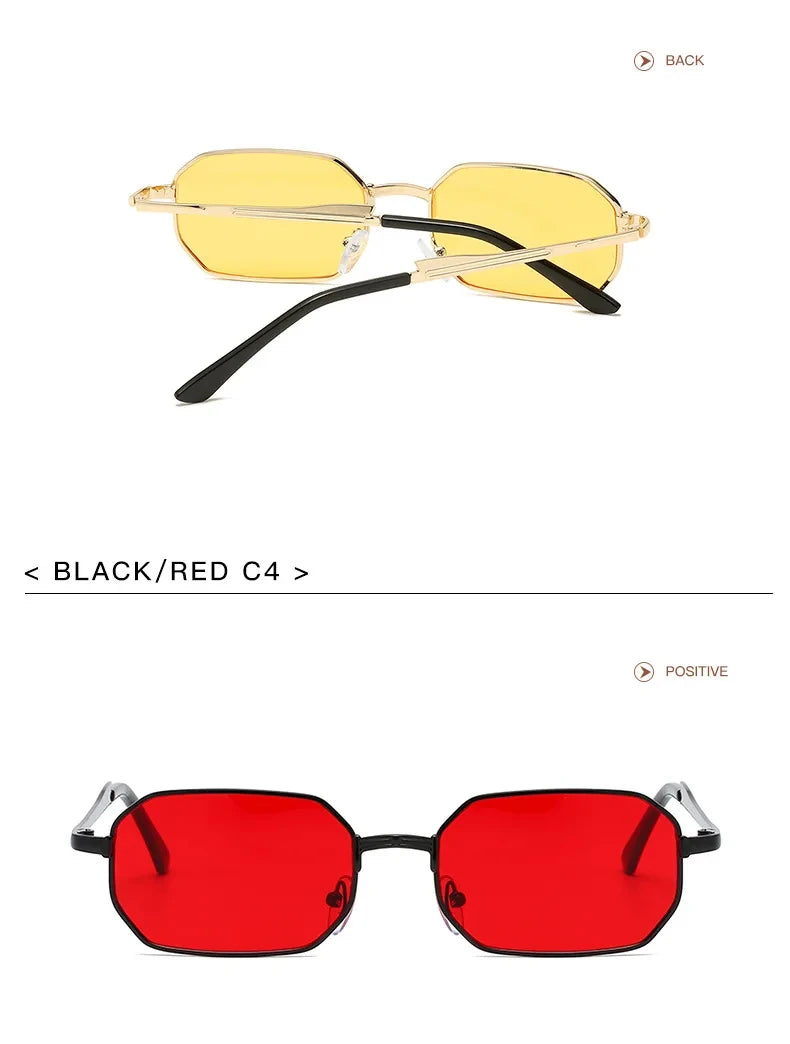 Narrow Sunglasses for Men Fashion Rectangle for Women Metal Luxury Brand Classic Sun Glasses