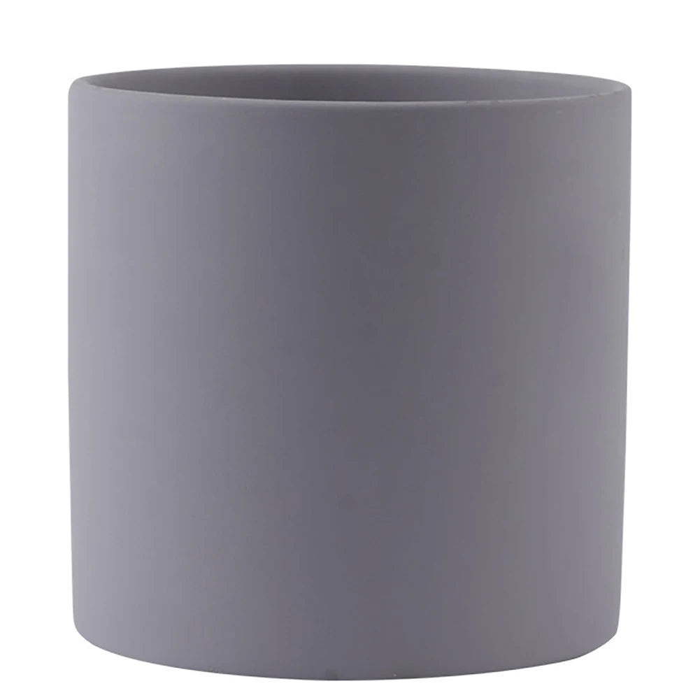 Nordic Ceramic Plant Pot with Tray Colorful Cylinder Succulent Pot Small Planter Flowerpot with Drain Hole Cactus Herb Container