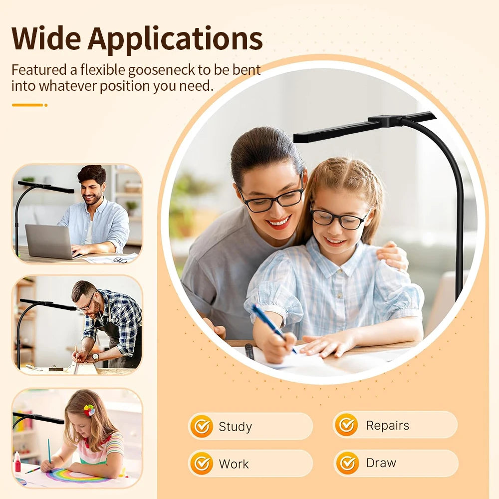 Led Desk Lamp with Clamp Architect Desk Lamp for Home Office 24W Ultra Bright Auto Dimming PC Light Stepless Dimming Table Light