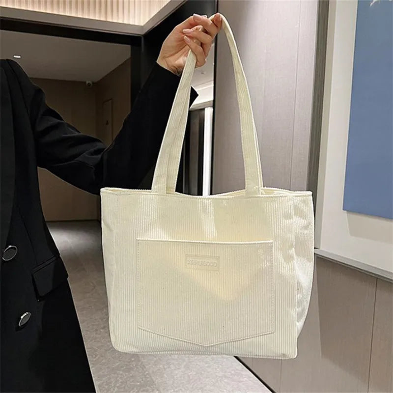 Women's Corduroy Shoulder Tote Bag, Casual Large Capacity Fashion Handbag for Going Out, Purses and Handbags Designer Bag