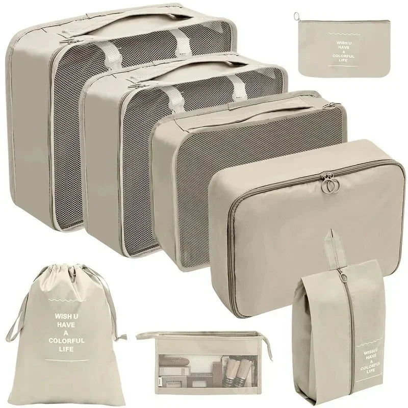 Set Travel Organizer Storage Bags Suitcase Packing Cubes Set Cases Portable Luggage Clothes Shoe Tidy Pouch Folding