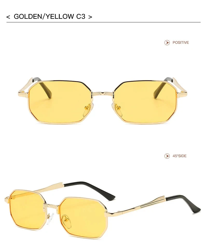 Narrow Sunglasses for Men Fashion Rectangle for Women Metal Luxury Brand Classic Sun Glasses