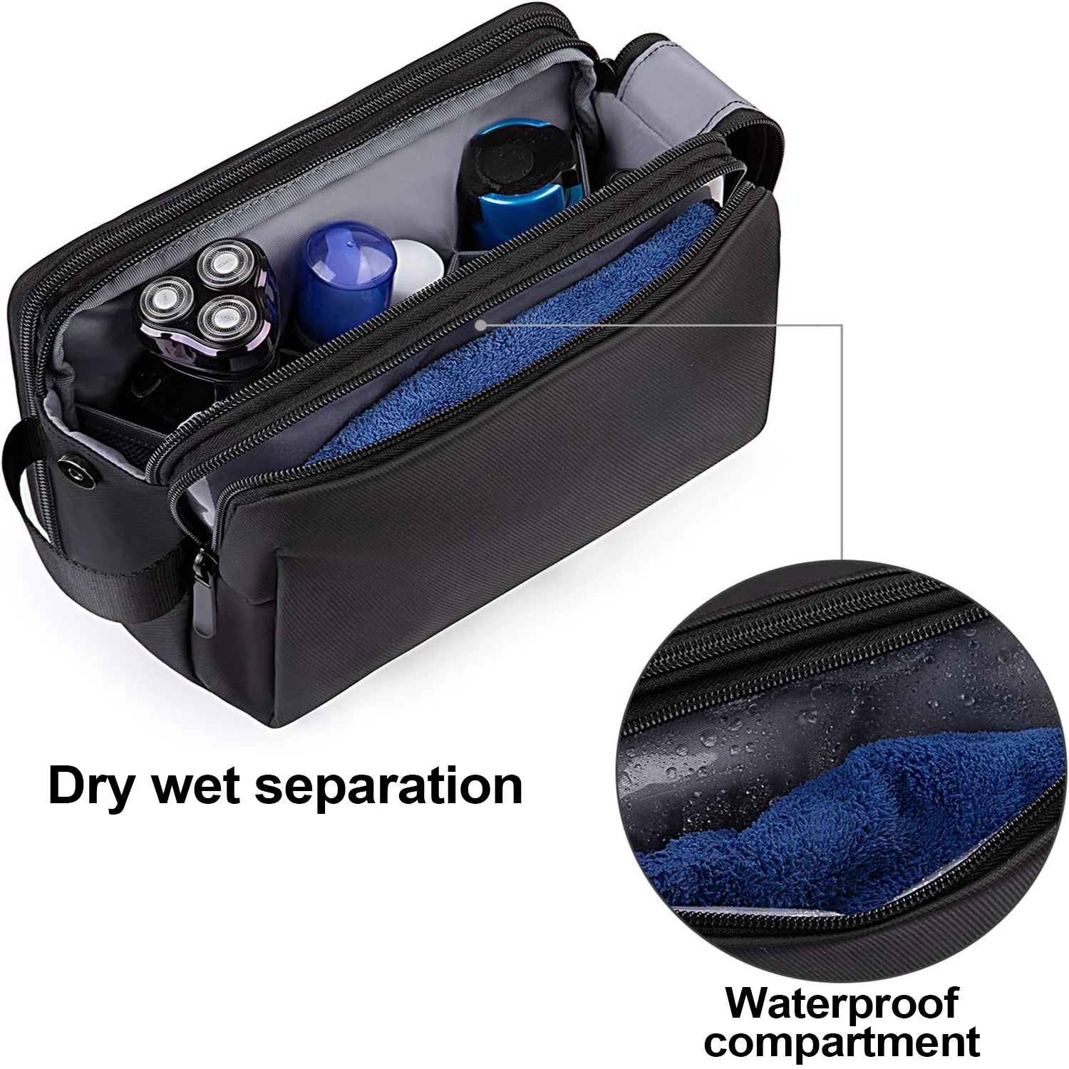 Toiletry Bag for Men, Travel Toiletry Organizer Dopp Kit Water-resistant Shaving Bag for Toiletries, Door Room Essentials