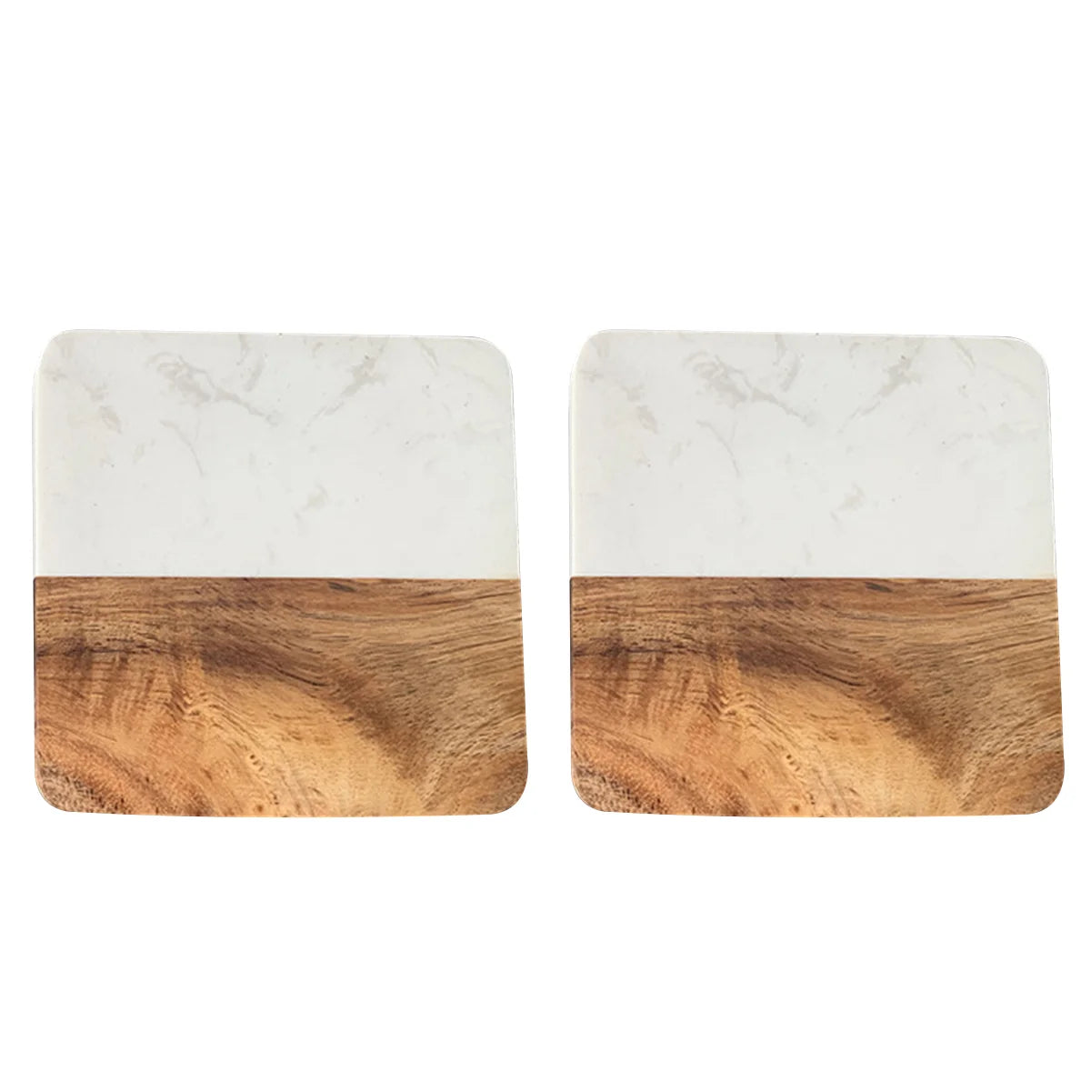Stylish Wooden and Marble Coaster Set, Elegant Design for Coffee Tables, Durable, Perfect for Protecting Your Furniture