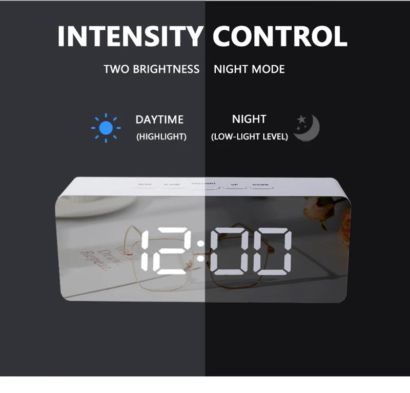 Digital Alarm Clock LED Electronic Desktop Clock with Temperature for Bedroom Home Office Teens Kids