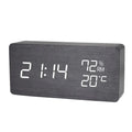 Digital LED Wooden Alarm Clock, Desk Clock, Voice Activated, Electronic Desktop Clock, Luminous Silent Alarm Clock