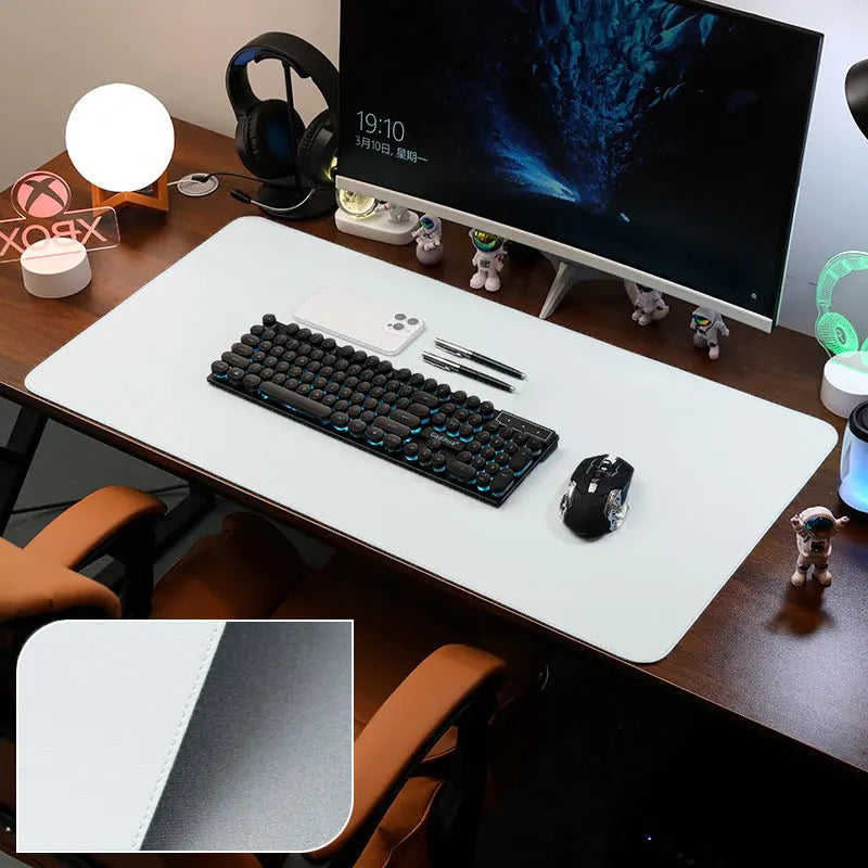 Leather Desk Pad Protector, Large Mouse Pad, Office Desk Mat, Non-Slip PU Leather with Stitched Edges Desk Blotter, Desktop Mat