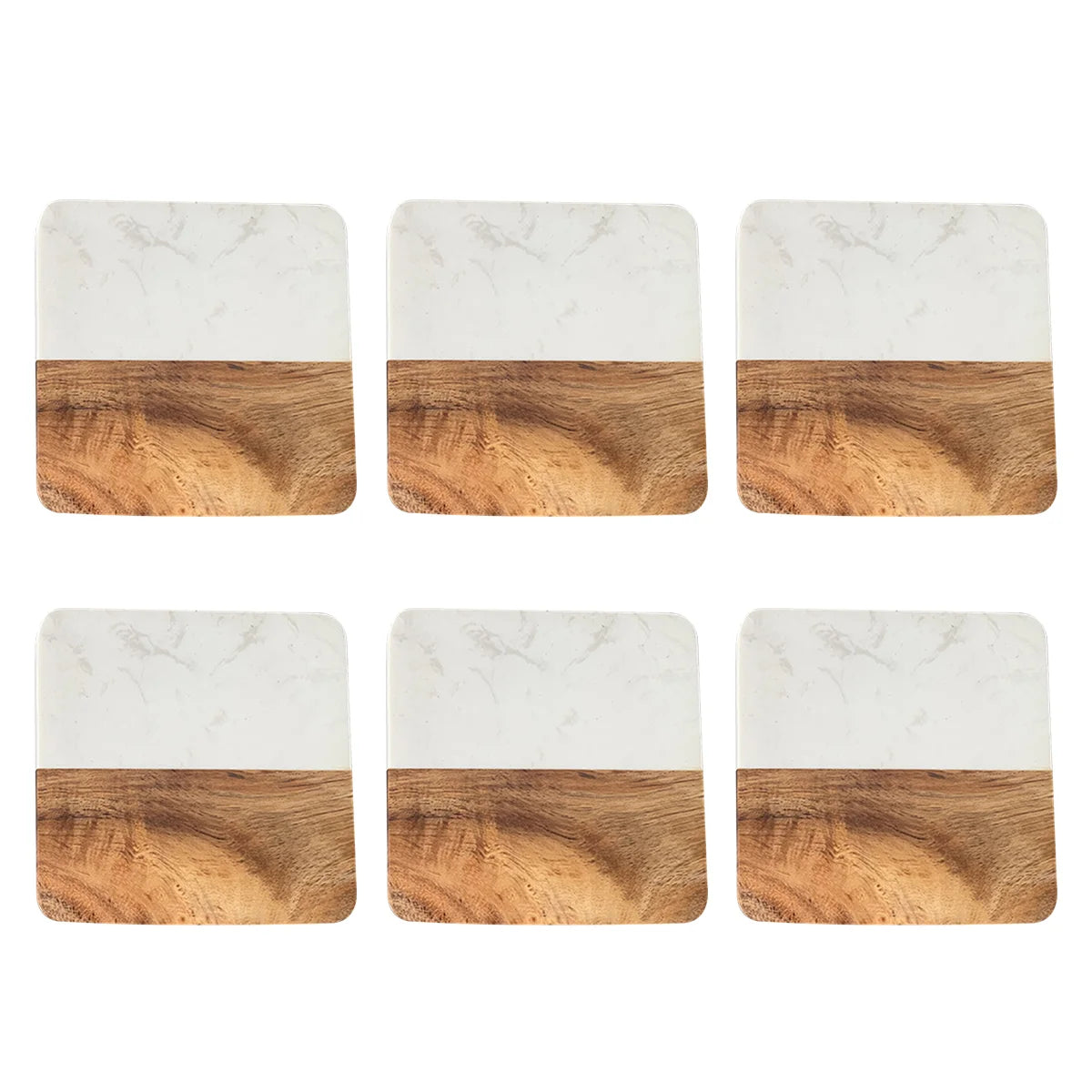 Stylish Wooden and Marble Coaster Set, Elegant Design for Coffee Tables, Durable, Perfect for Protecting Your Furniture
