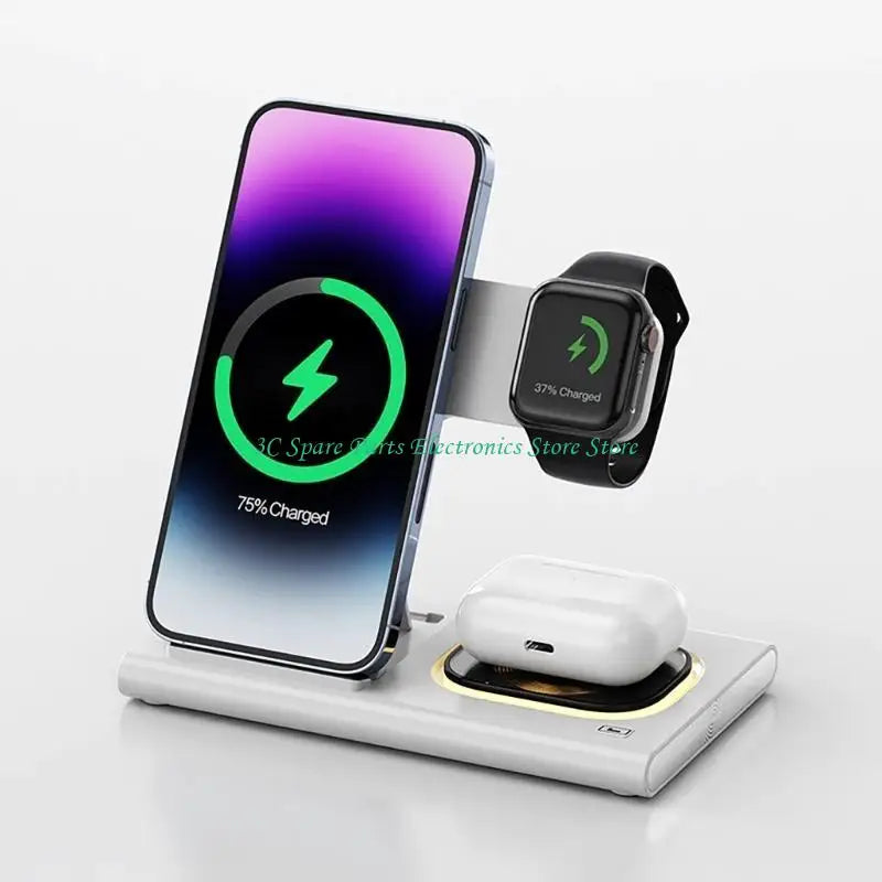 SZ Highly Speed 15W Wireless Charging Pad, 3 in 1 Design Wireless Charging Station for Efficient Phone Charging