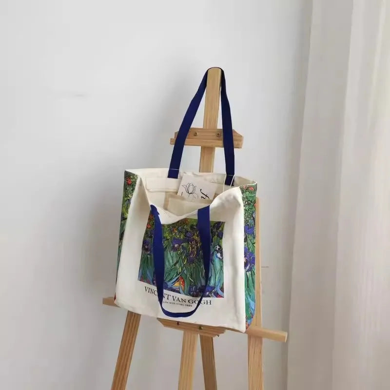 Van Gogh Morris Shoulder Bags for Women Vintage Shopping Bag with Handle Zipper Casual Canvas Tote Bag Bolsa Feminina