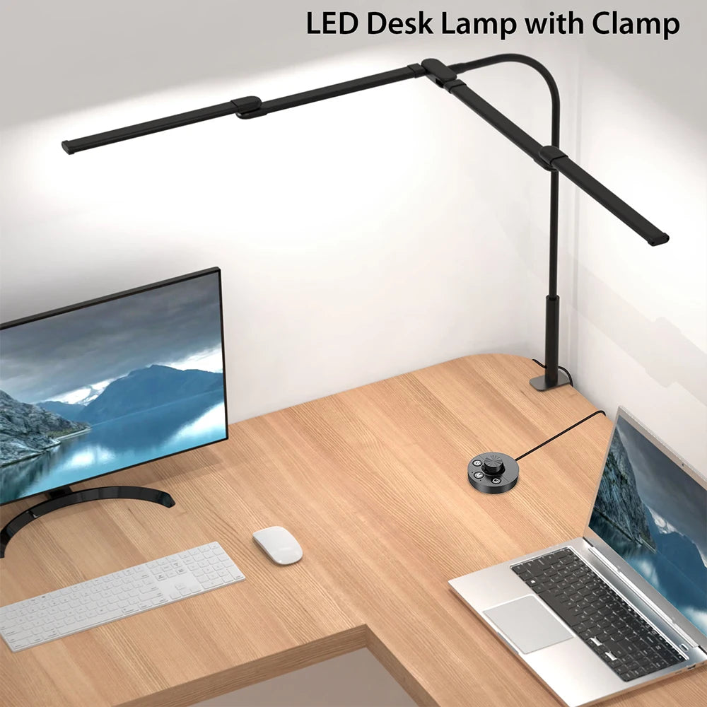 Led Desk Lamp with Clamp Architect Desk Lamp for Home Office 24W Ultra Bright Auto Dimming PC Light Stepless Dimming Table Light