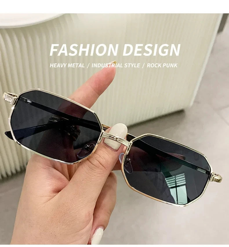 Narrow Sunglasses for Men Fashion Rectangle for Women Metal Luxury Brand Classic Sun Glasses