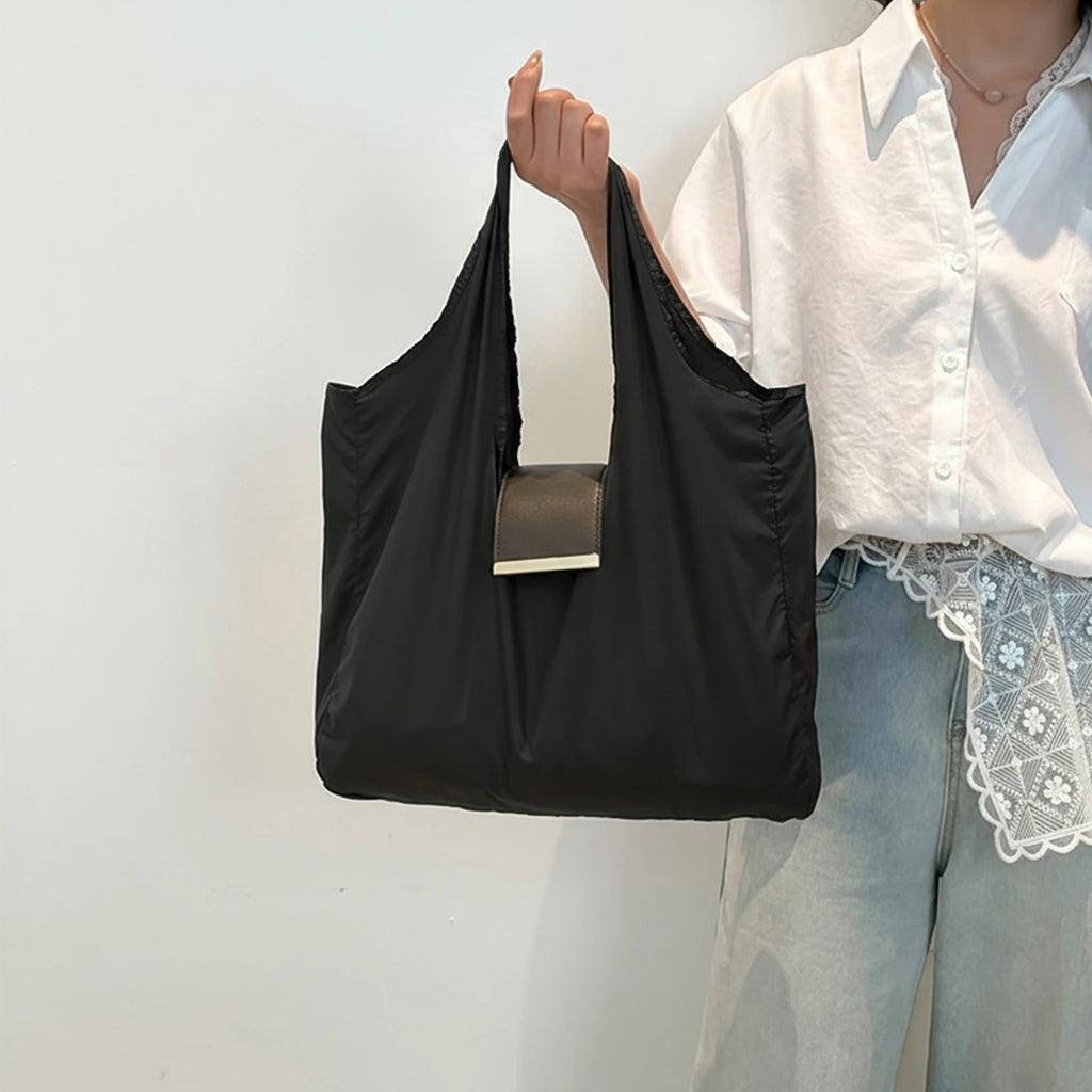 PU Leather Foldable Tote Bag Reusable Expandable Mini Organizer Bag Collapsible Travel Storage Bag Pendant Accessory Bag