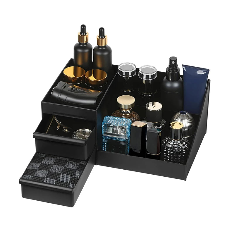 Bathroom Countertop Organizer With Drawers Cologne Organizer For Men, Cologne Holder For Dresser, Perfume Stand,