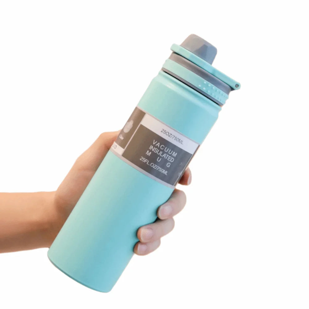 Reusable 750ML Thermal Water Bottle Large Capacity Leak Proof Sport Thermos Cup Handheld Wide Mouth Vacuum Flask Kitchenware