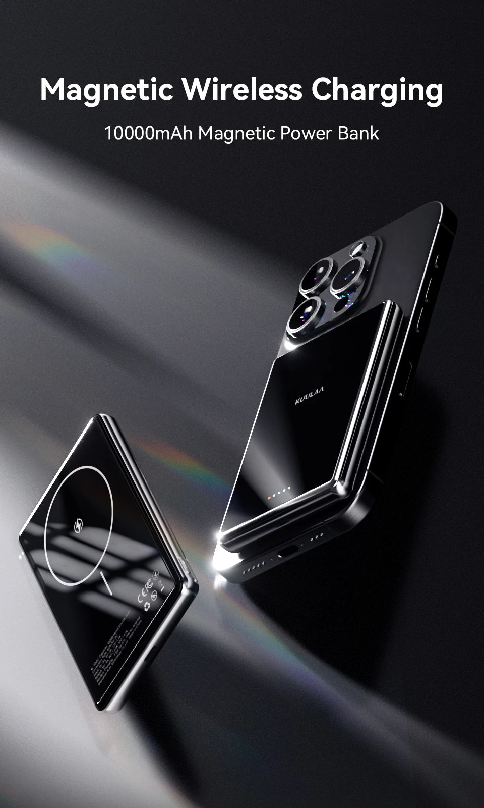 KUULAA Slim Magnetic Power Bank 10000mAh PD20W Portable Charger Wireless External Battery for iPhone 16 15 14 Pro Max Powerbank