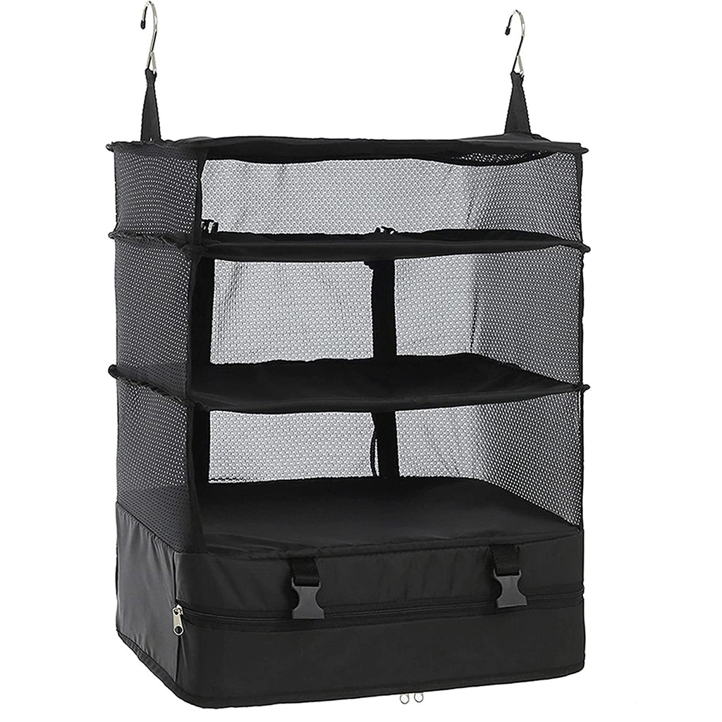 Travel Luggage Organizer Portable Travel Shelves Bag 3-Shelf Suitcase Packing Cube Collapsible Hanging Closet Storage Bag Space
