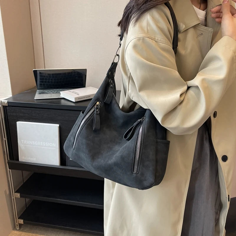 Women Crossbody Bag Luxury Designer Oblique Cross Single Shoulder Bag Large Capacity Handbags Retro Matte PU Leather Hobos