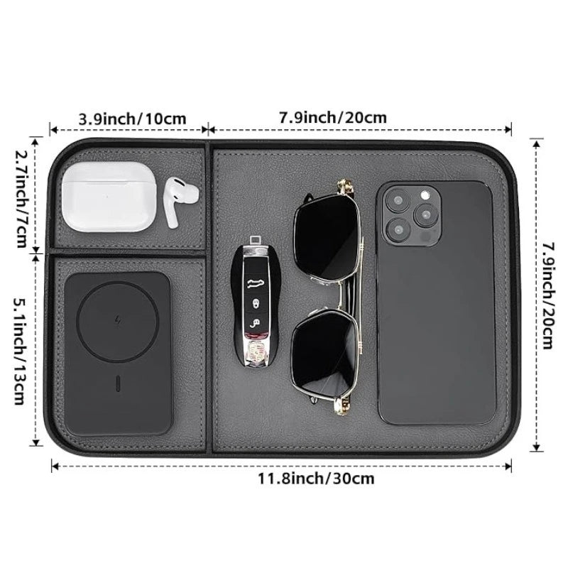 Leather Bedside Table Storage Tray - European Minimalist Desktop Tray for Phones, Watches & Miscellaneous Items