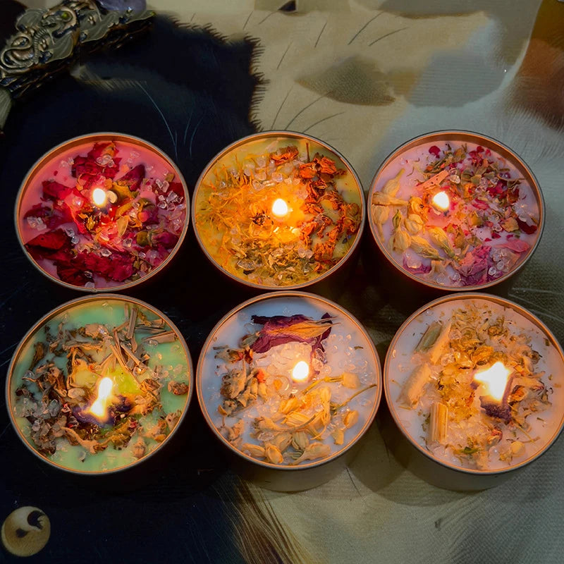 Crystal scented candles, high-end iron cans, soy wax, dried floral scented candles, wholesale scented candles, hand held gifts