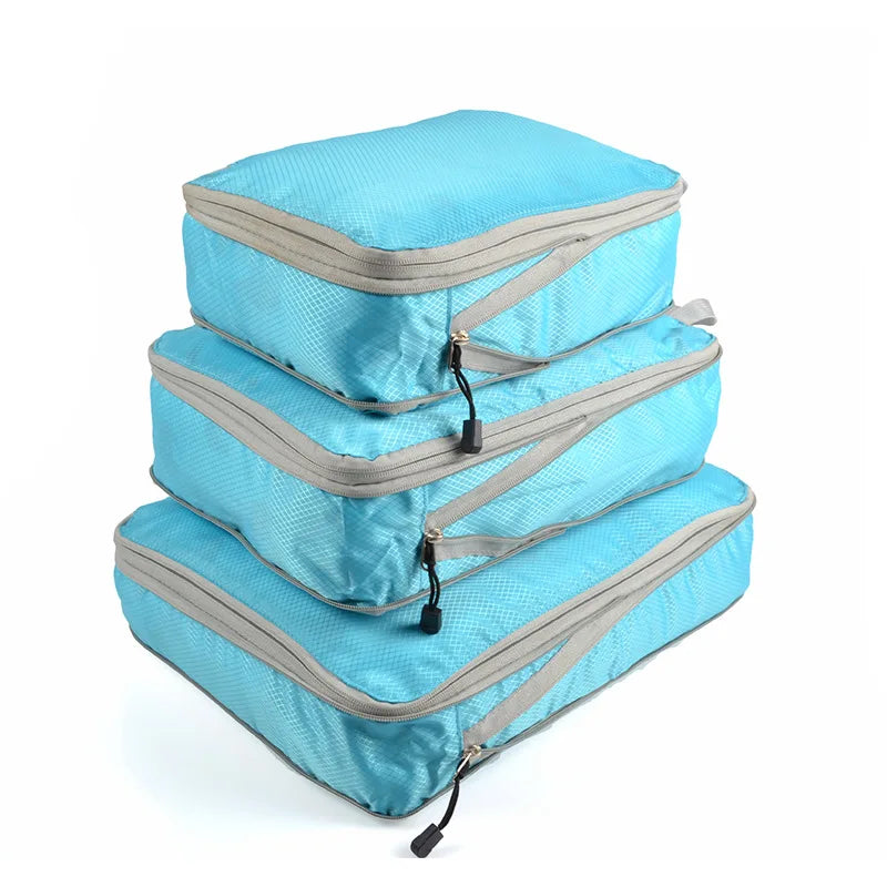 Luggage Cubes Organizer Portable Travel Storage Bag Compressible Packing Cubes Foldable Waterproof Travel Suitcase Nylon Handbag