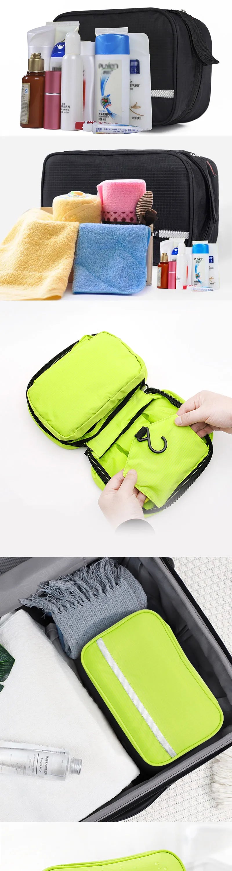 Hanging Toiletry Bag Travel Storage For Men And Women Large Capacity Cosmetic Bag Sturdy Waterproof Hook Shower Bag Travel Set