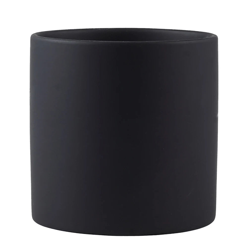 Nordic Ceramic Plant Pot with Tray Colorful Cylinder Succulent Pot Small Planter Flowerpot with Drain Hole Cactus Herb Container