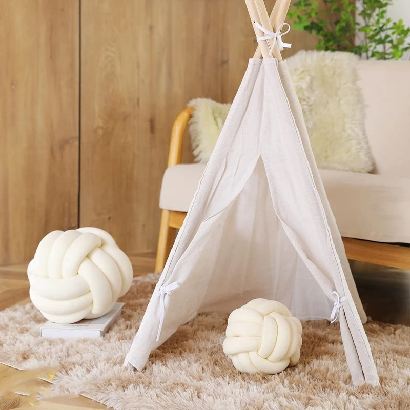 Knot Pillow Ball Round Throw Pillows Home Decor Cushion Decorative Aesthetic Handmade Throw Pillows Khaki Cream Pink White Black