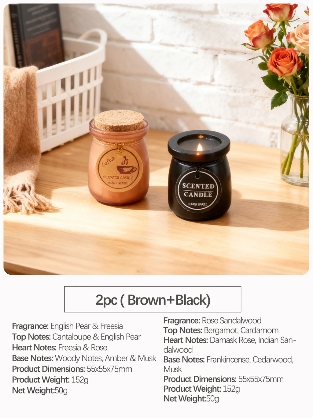 Jarred Scented Candles Oriental Woody Fragrance | Home Decor | Valentine's Day gifts | Wedding Favors |  Gifts for Women & Men