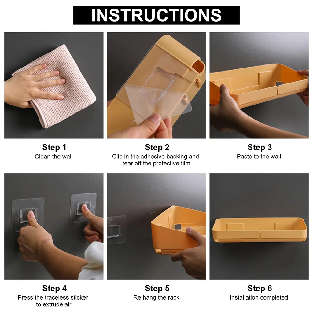 Bathroom  Kitchen Convenience Rack Shelf Makeup Storage Organizer Shower Shelf Cosmetics Shampoo Rack  Wall Spice No Drilling