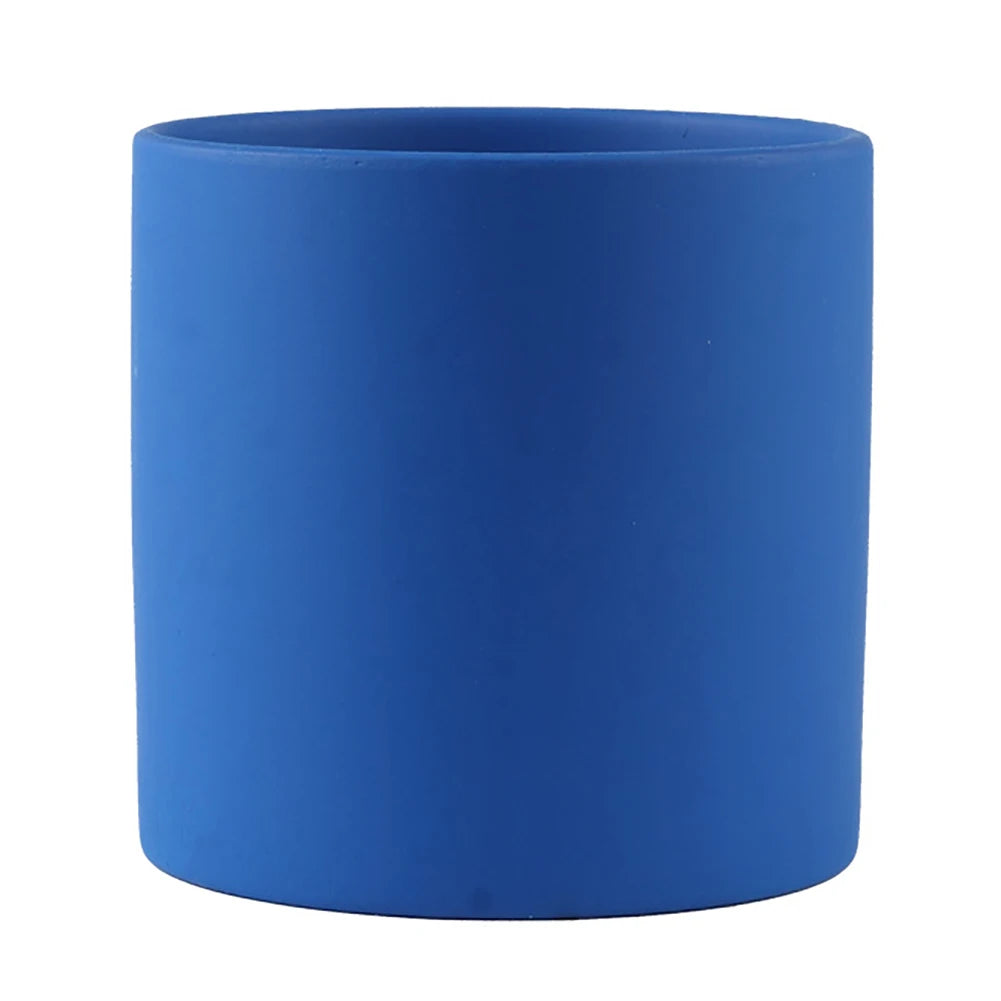 Nordic Ceramic Plant Pot with Tray Colorful Cylinder Succulent Pot Small Planter Flowerpot with Drain Hole Cactus Herb Container