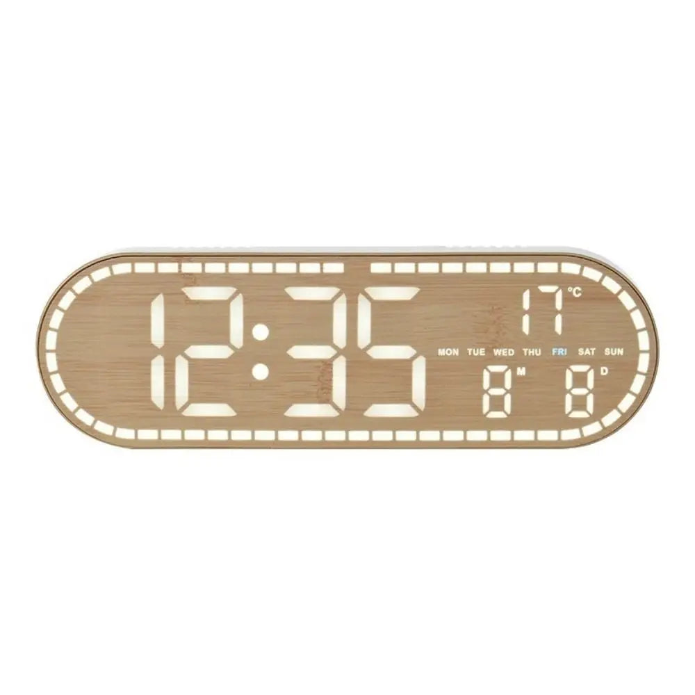 Minimalist Design Digital Wall Clock Silent Operation Nordic Style Alarm Clock Temperature Date Display Hanging Mount