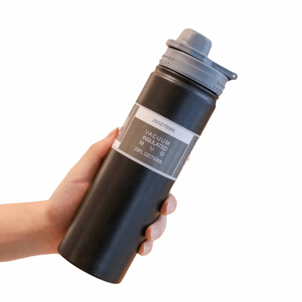 Reusable 750ML Thermal Water Bottle Large Capacity Leak Proof Sport Thermos Cup Handheld Wide Mouth Vacuum Flask Kitchenware