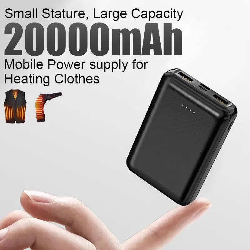 20000mAh New Power Bank Portable USB Charger Fast Charging External Battery Pack Heating Vest Jacket Scarf Socks Glove Equipment