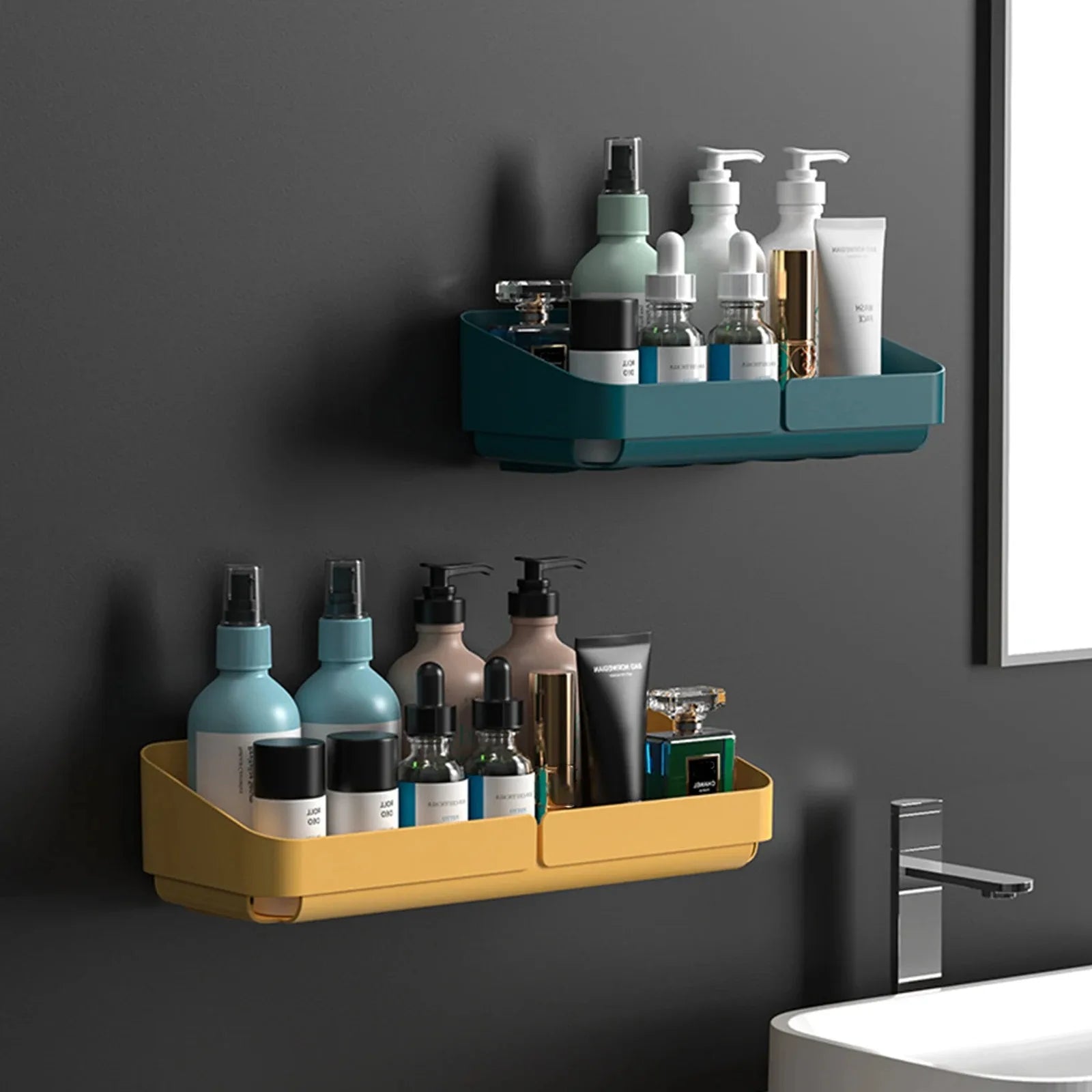 Bathroom  Kitchen Convenience Rack Shelf Makeup Storage Organizer Shower Shelf Cosmetics Shampoo Rack  Wall Spice No Drilling