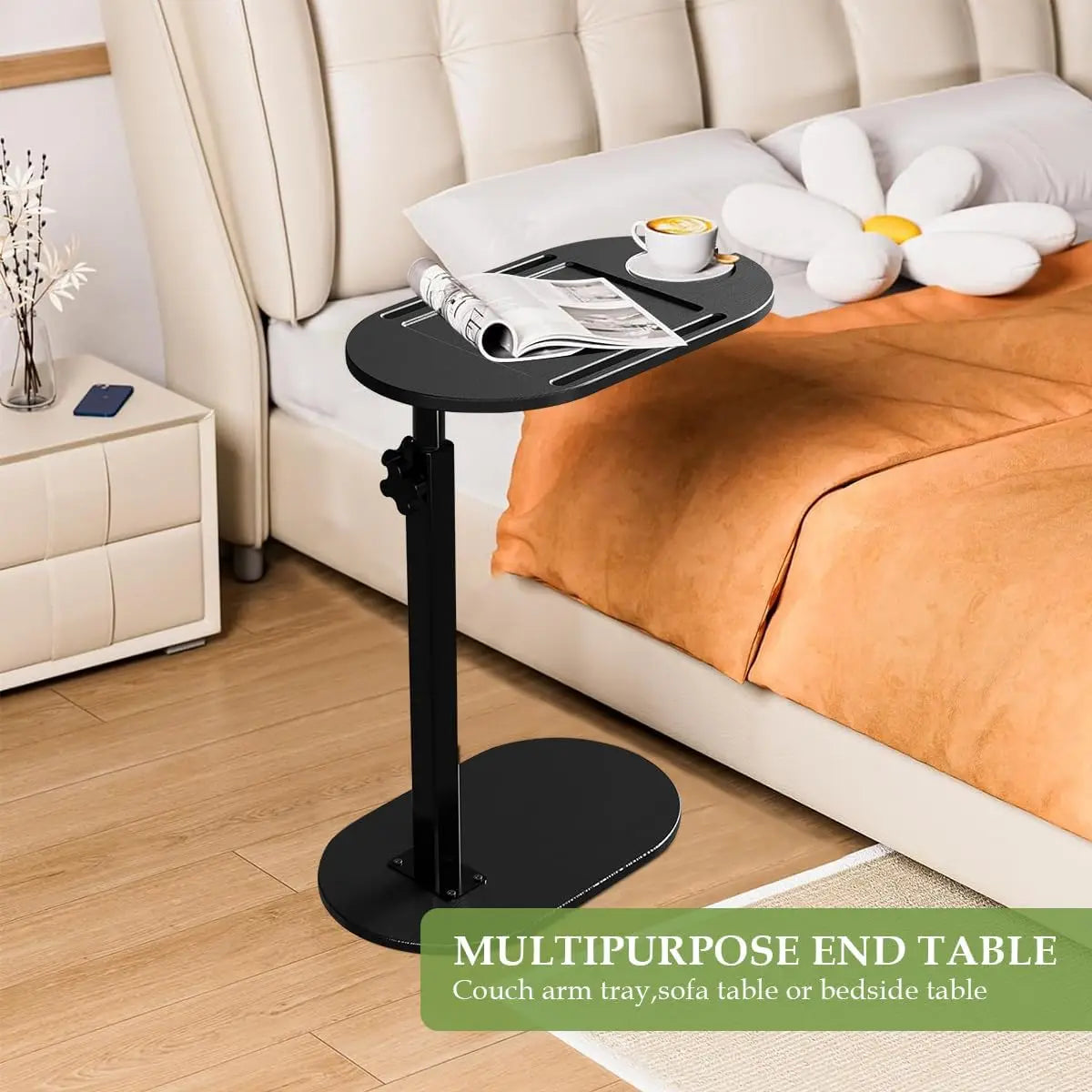 Bamboo Bathtub Side Tray Wooden Bathtub Tray Table Height Adjustable Freestanding Bath Caddy Tray Bathtub Side Table Home Spa