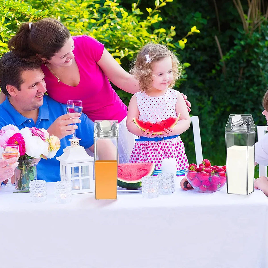 Transparent Water Gym Bottle Plastic New Reusable Clear Milk Carton Box  Juice Sport Leakproof Cup  Drinking Outdoor Camping