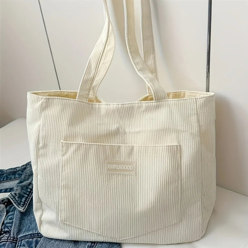 Women's Corduroy Shoulder Tote Bag, Casual Large Capacity Fashion Handbag for Going Out, Purses and Handbags Designer Bag