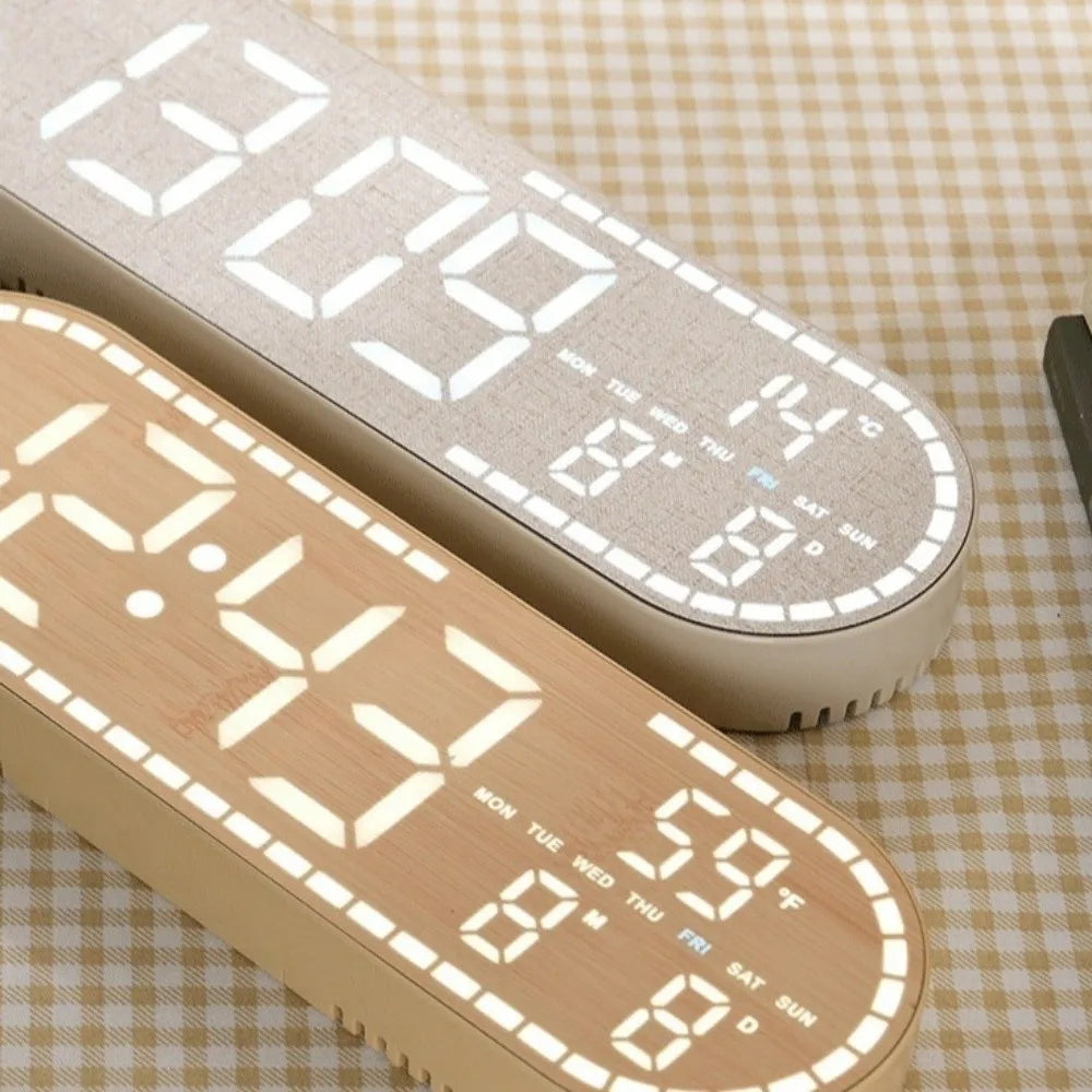 Minimalist Design Digital Wall Clock Silent Operation Nordic Style Alarm Clock Temperature Date Display Hanging Mount