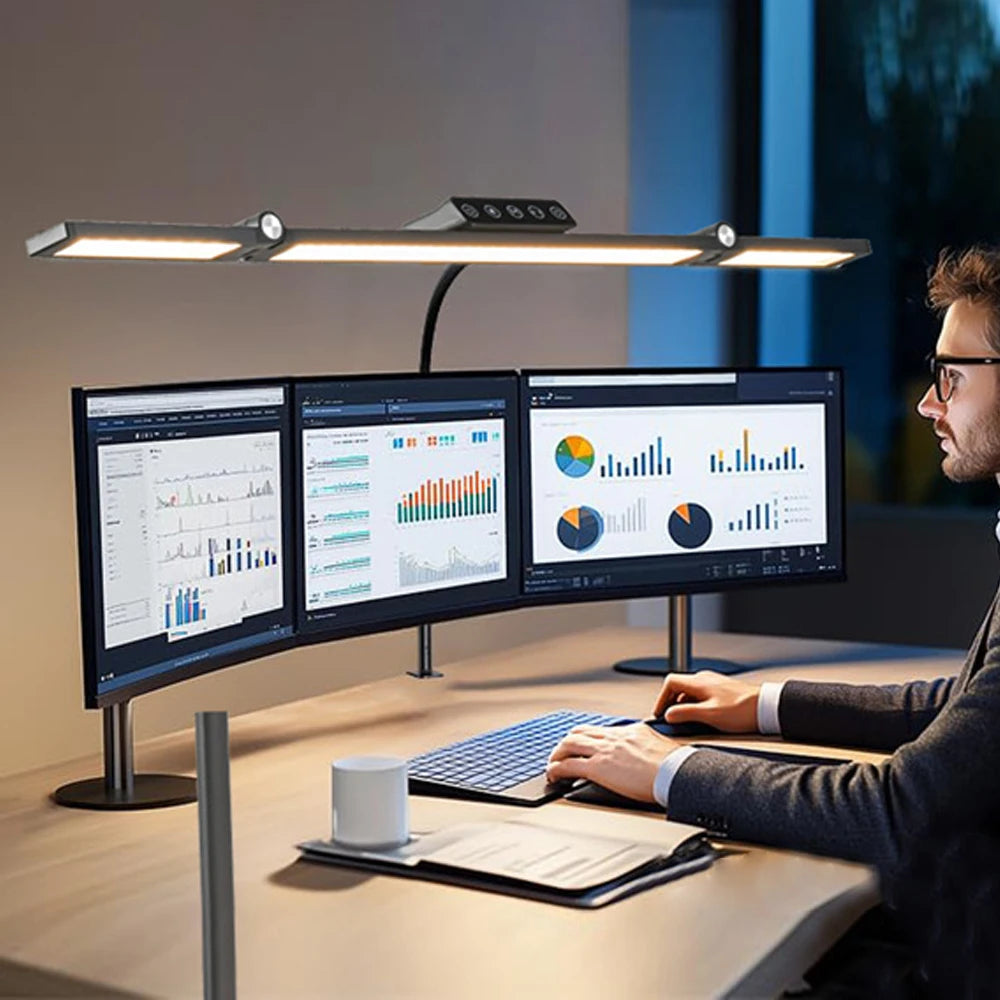 Led Desk Lamp with Clamp Architect Desk Lamp for Home Office 24W Ultra Bright Auto Dimming PC Light Stepless Dimming Table Light