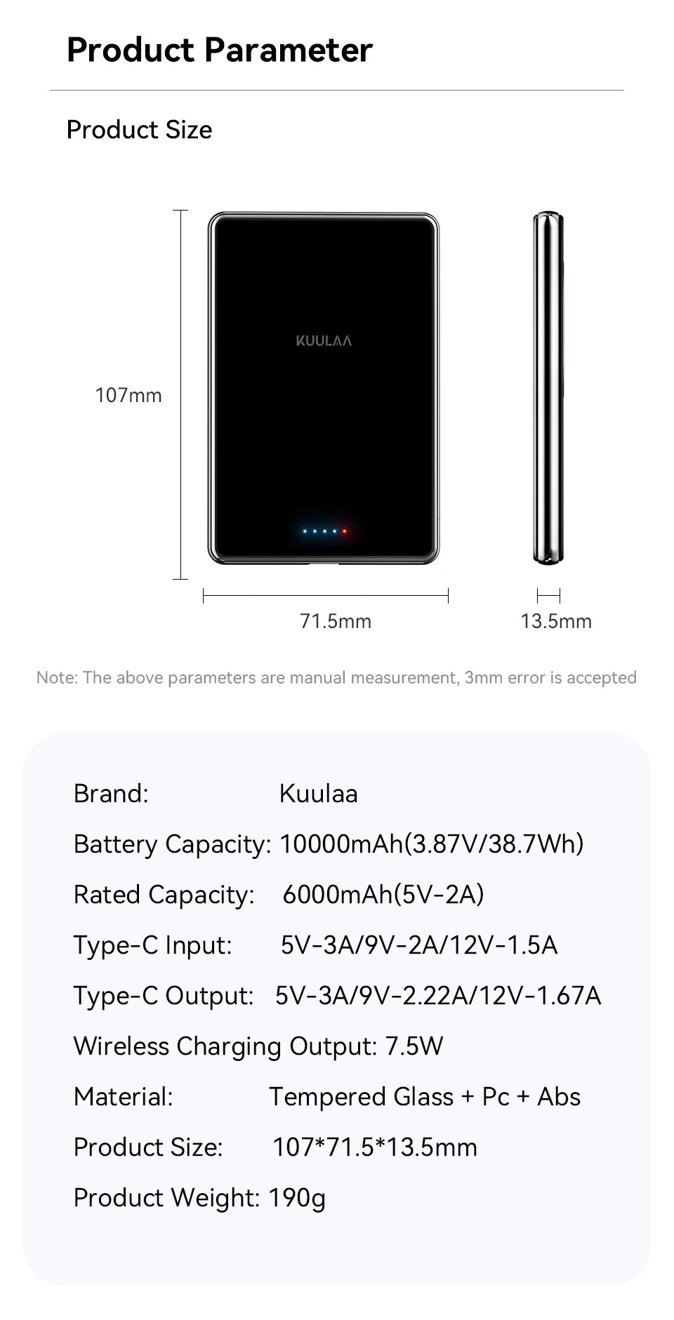 KUULAA Slim Magnetic Power Bank 10000mAh PD20W Portable Charger Wireless External Battery for iPhone 16 15 14 Pro Max Powerbank