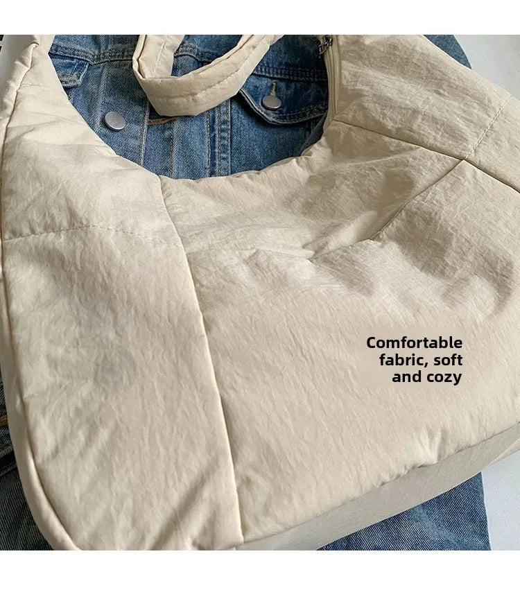 Trendy Women's Soft Cloth Shoulder Bag Solid Color Student 2026 Spring Y2k Casual Style Big Handbags Crossbody Bags for Women