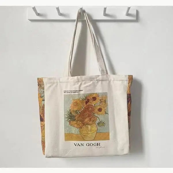 Van Gogh Morris Shoulder Bags for Women Vintage Shopping Bag with Handle Zipper Casual Canvas Tote Bag Bolsa Feminina