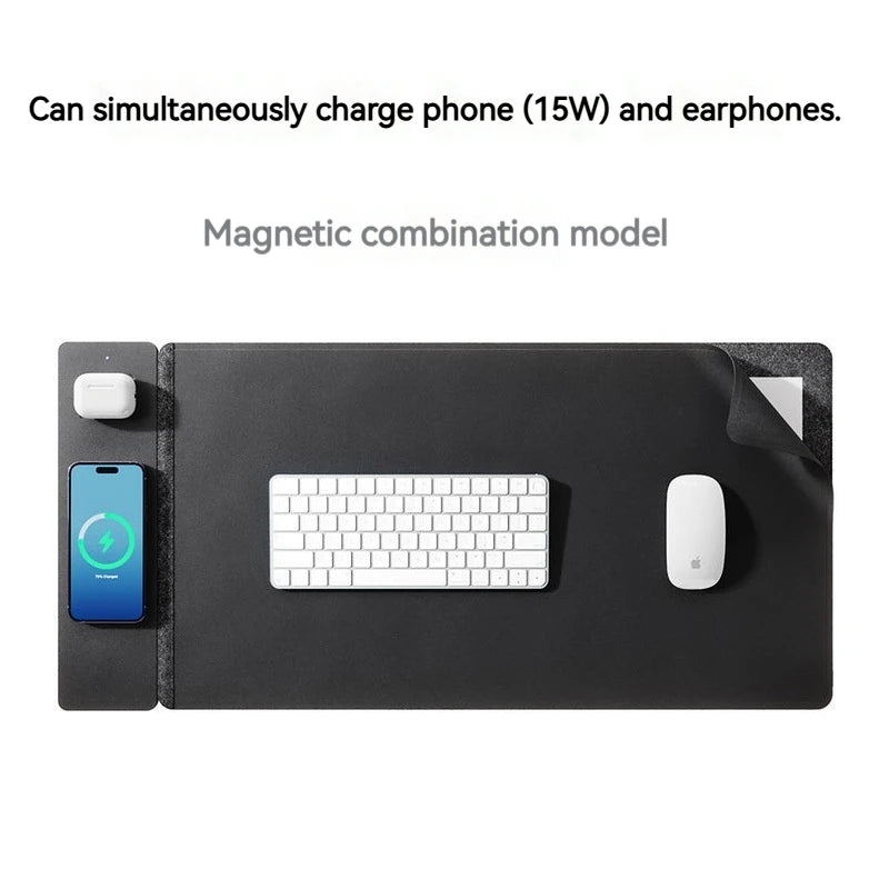 Office and Home Wireless Charging Keyboard Pad15WFast Charging Magnetic 2-in-1 Wireless Charging Mouse Pad for Mobile Phones