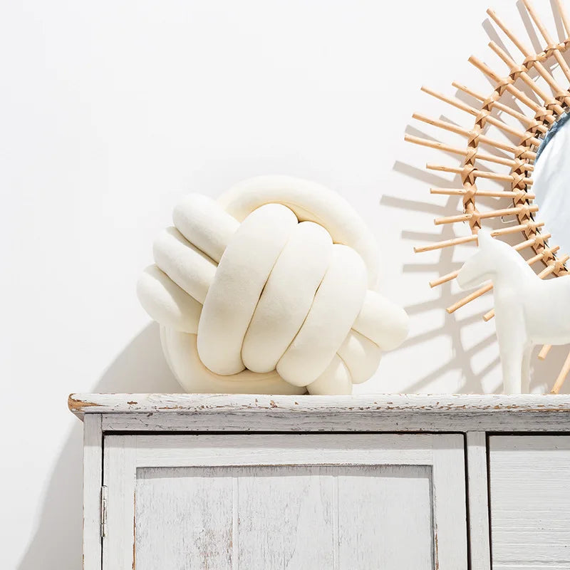 Knot Pillow Ball Round Throw Pillows Home Decor Cushion Decorative Aesthetic Handmade Throw Pillows Khaki Cream Pink White Black