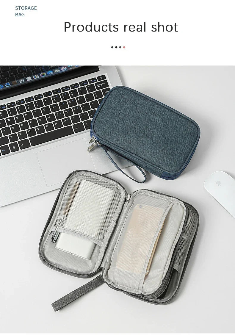 Travel Organizer Bag Cable Storage Organizers Pouch Carry Case Portable Flat waterproof digital double-layer storage bag