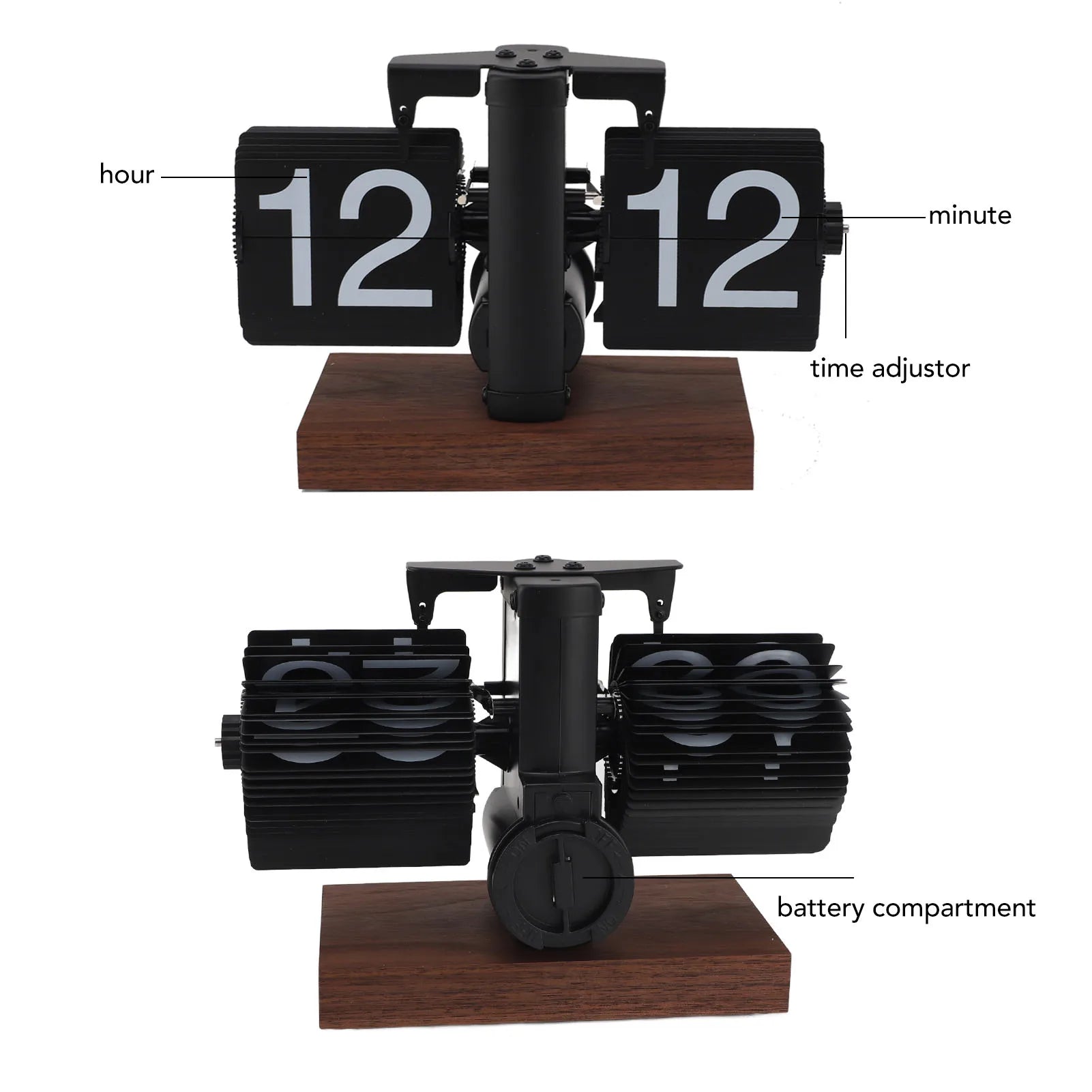 Auto  Desk Clock  Desk Clock Vintage Rotary Knob Adjustable Anti Slip Base Large Numbers 24 Hours for Living Room