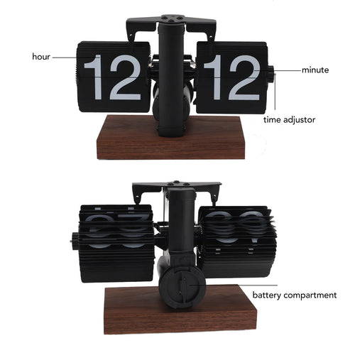 Auto  Desk Clock  Desk Clock Vintage Rotary Knob Adjustable Anti Slip Base Large Numbers 24 Hours for Living Room